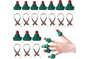 NUOBISHI 20 Pcs Christmas Mini Knit Doll Hats and Scarves Decor, Small Snowman Hats Decorations，Mini Santa Hats for Dolls，Mini Christmas Hats for Crafts DIY for Xmas Tree Wine Bottle Gift,Mini Xmas Ornaments