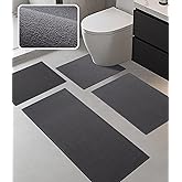 YIHOUSE Bathroom Rug Sets 4 Piece, Ultra Thin Bath Mat Fit Under Door, Quick Dry Absorbent Bath Mat for Bathroom Non Slip Machine Washable Floor Mat (Dark Grey, 4 Piece)