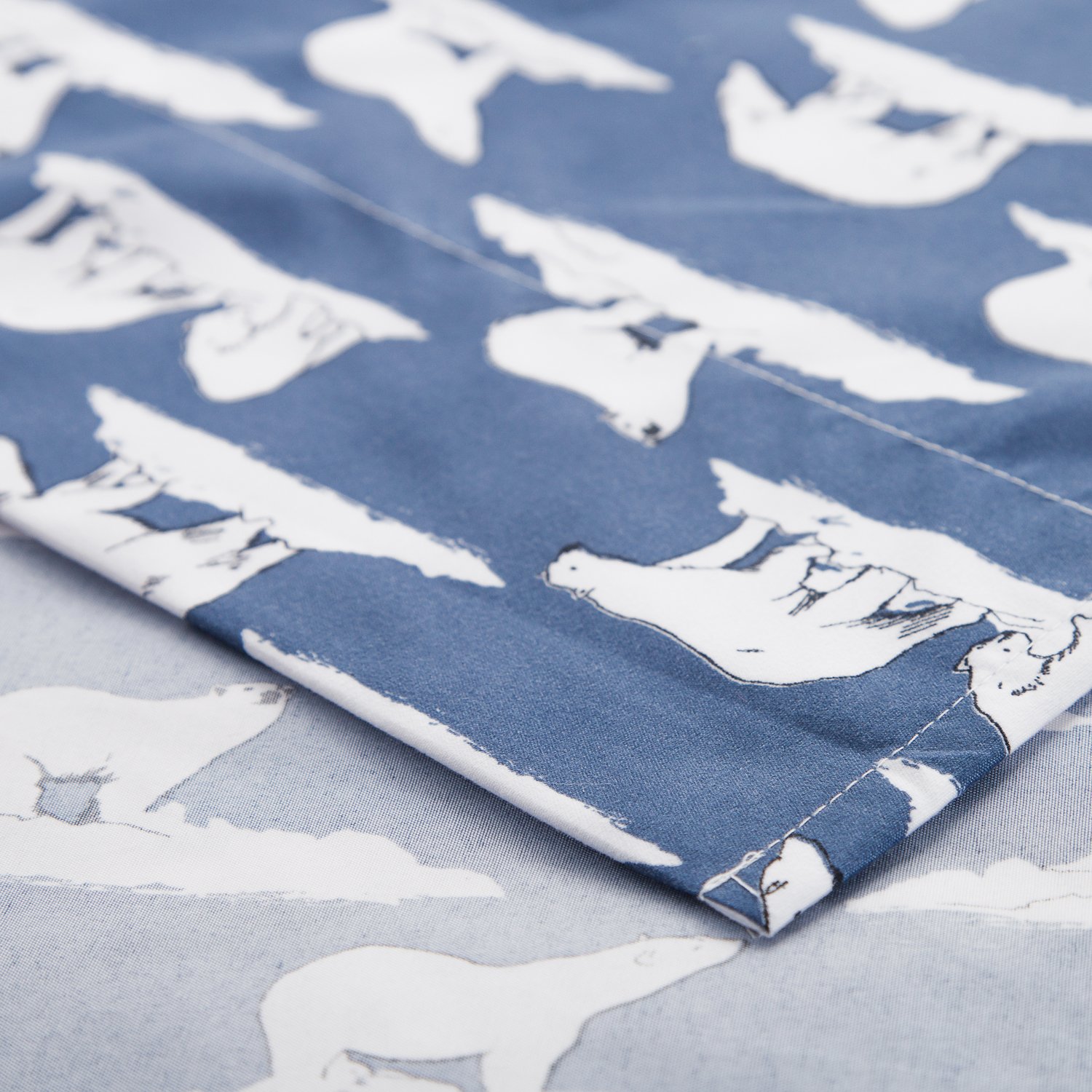 Sheet Set Twin Size Navy Printed Polar Bears Design Bedding Sets with Deep Pocket 3 Piece Soft Smooth Wrinkle&Fade Resistant Hypoallergenic Microfiber Bed Sheets by Bedsure