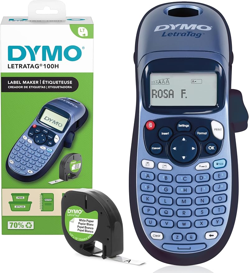 Dymo LetraTag LT-100H Handheld Label Maker ABC Keyboard 13 Character LCD Blue