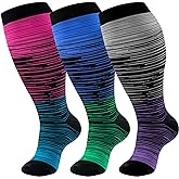 cerpite Plus Size Compression Socks Wide Calf for Women & Men 20-30 mmhg-Extra Wide Calf Knee High Support Socks for Nurse