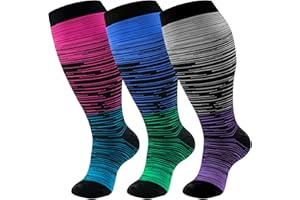 cerpite Plus Size Compression Socks Wide Calf for Women & Men 20-30 mmhg-Extra Wide Calf Knee High Support Socks for Nurse
