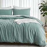 EMME Muslin Cotton Duvet Cover Set Teal King Size Linen Like Soft Breathable Lightweight Summer Comforter Cover Set with Zipper Closure (Teal, King, 104"x90")