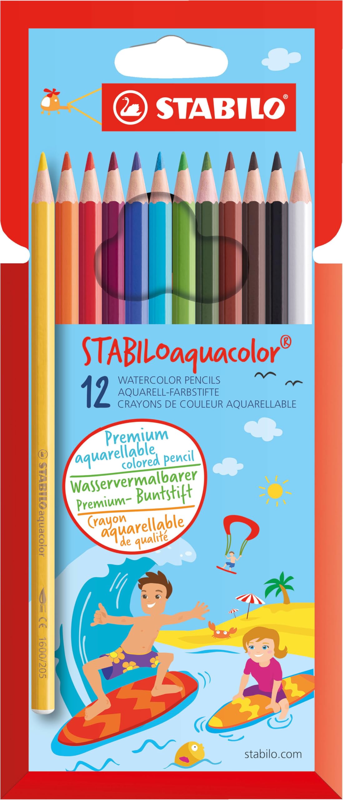 Colouring Pencil - STABILOaquacolor - Wallet of 12 - Assorted Colours