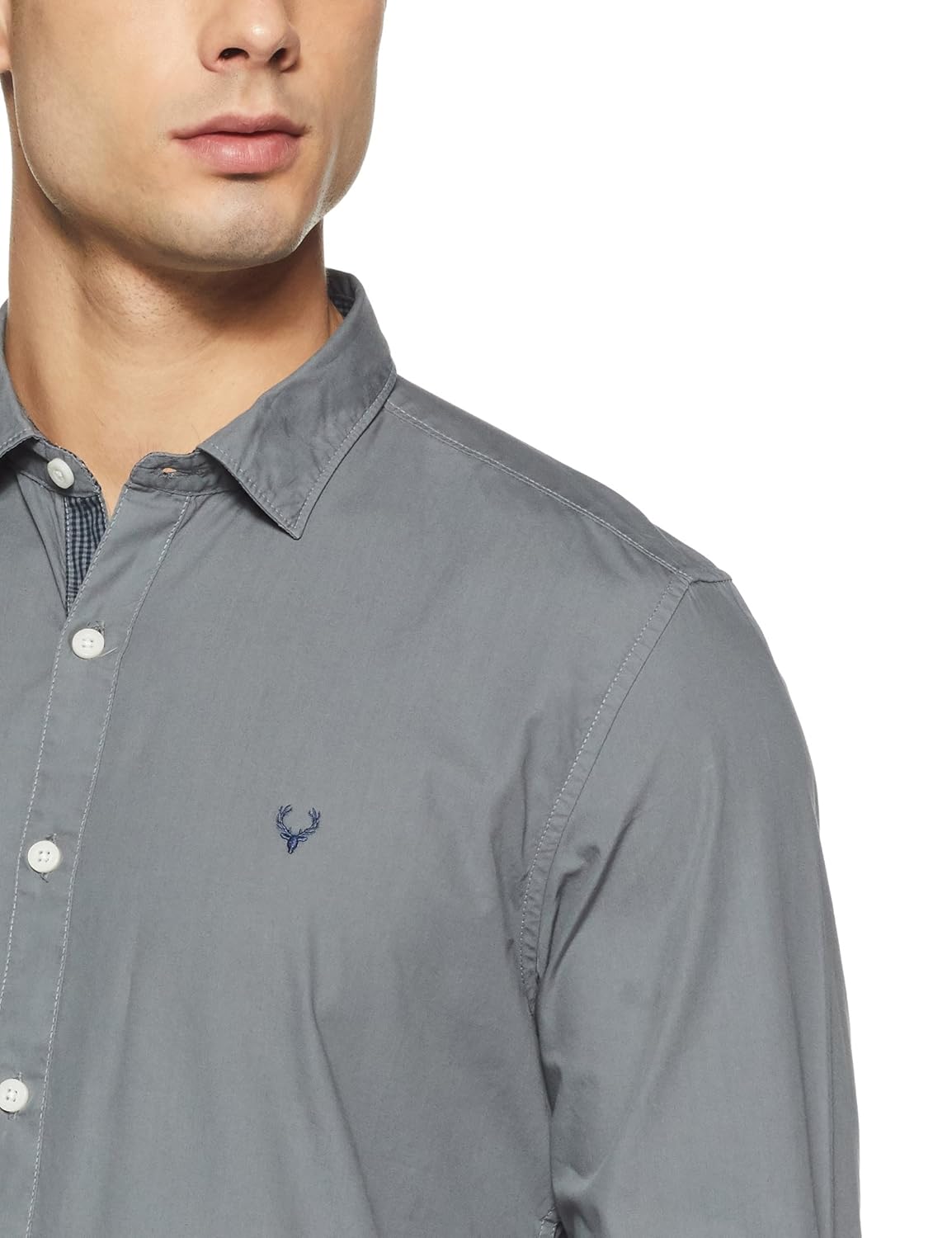 allen solly men's plain slim fit casual shirt