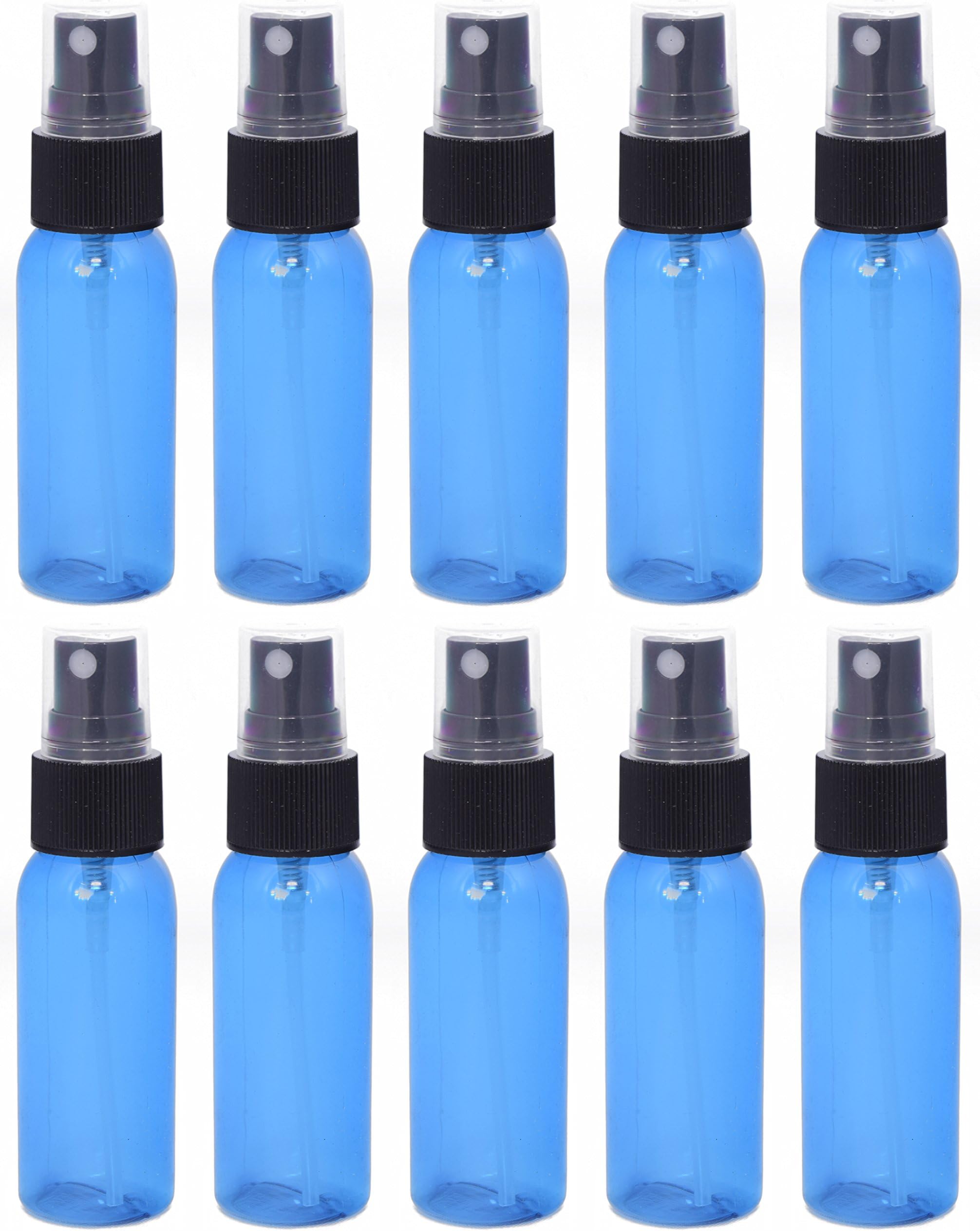 10-1 oz Blue PVC Bottle with Black Fine Mist Sprayer