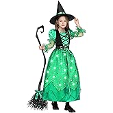 Spooktacular Creations Girls Witch Costume, Light up Witch Costume Kids, Starry Dress for Child Halloween Role Play Parties
