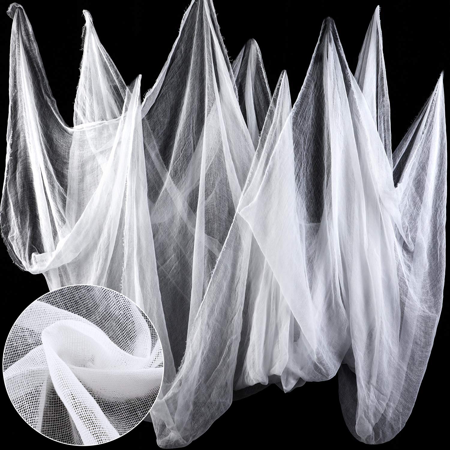 Photo 1 of Boao Halloween Cheese Cloth 85 x 197 Inch White Cheesecloth Roll for Crafts Large Cotton Muslin Gauze Fabric for Halloween Outdoor & Indoor Spooky Decoration