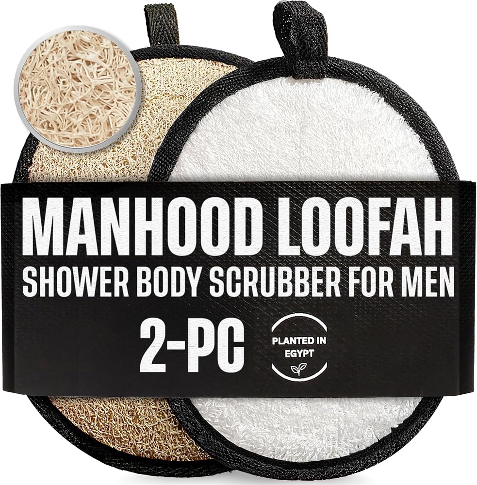 SERRENTO Mens Loofah Body Scrubber - Shower Sponge Luffa 2PCS Baths Hygiene | Natural luffa exfoliator, shower sponge, body w