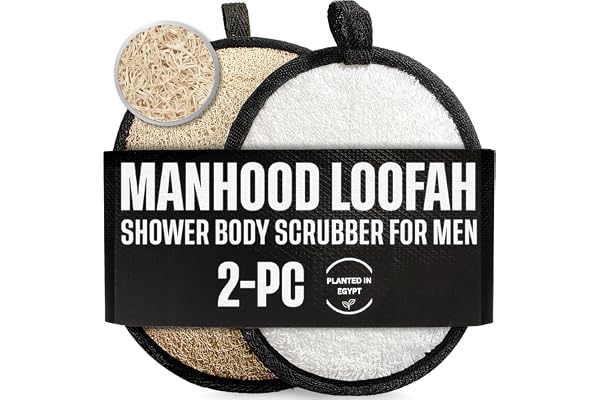CraftsOfEgypt Natural Loofah Shower Scrubber - Black and White, 2PCS Set
