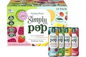 Simply POP Prebiotic Soda Variety Pack Cans, 12 fl oz, 12 Pack