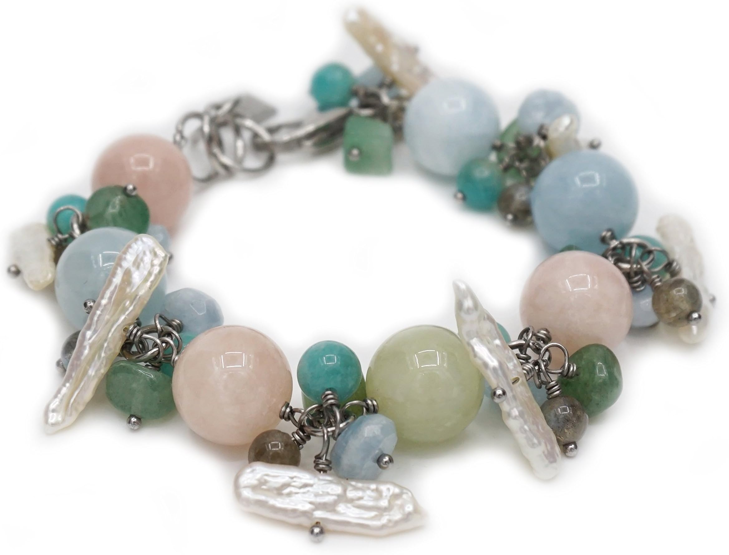 Stainless steel Bracelets: Amethyst, Sodalite, Pearl etc.