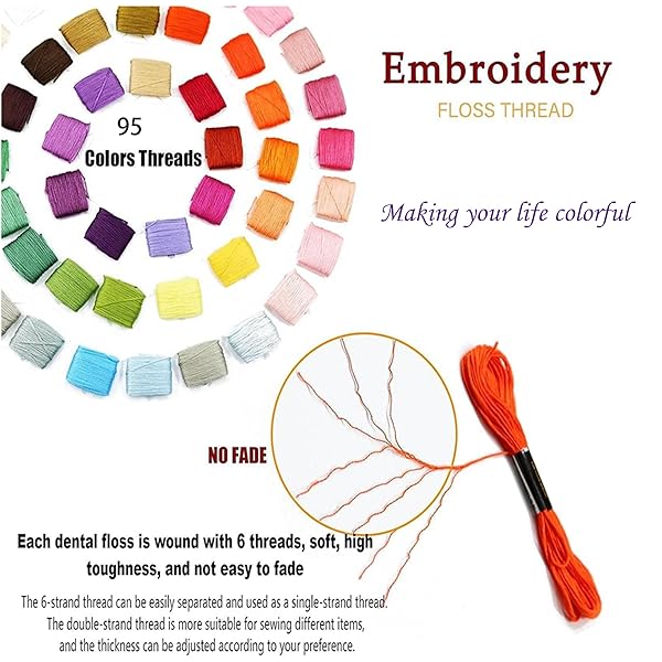 XMZCOLA EMBROIDERY KIT FOR BEGINNERS ADULTS,1200 PCS + FRIENDSHIP BRACELET STRING KITS WITH STORAGE BOX,95 COLORS EMBROIDERY THREAD AND 1000 CRAFTS BEADS,EMBROIDERY FLOSS AND ACCESSORIES