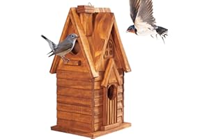 MIXUMON Bird Houses for Outside, Outdoor 2 Bird House Room for 2 Bird Families Bluebird Finch Cardinals Hanging Birdhouse for Garden (Style 11)
