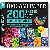 Origami Paper 200 sheets Birthstones 6" (15 cm): Photographic Designs of Gemstones: Double Sided Origami Sheets Printed with 12 Different Designs (Instructions for 6 Projects Included)