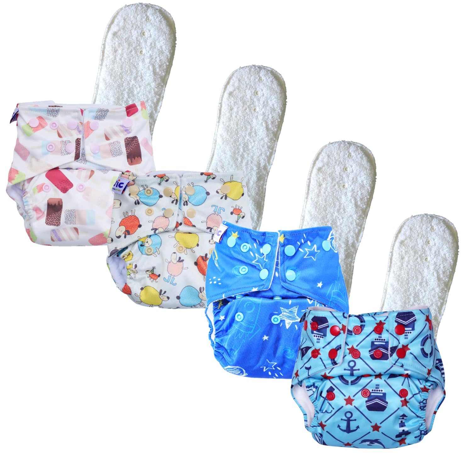 Buy Basic by Superbottoms Pack of 4 Certified Soft Fleece Lined