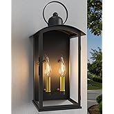 Lawyettle 19.7IN Outdoor Wall Light Fixtures, Black Dusk to Dawn Exterior Lanterns Waterproof, Large Porch Sconces Wall Mount