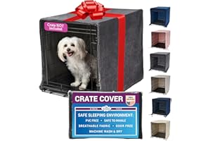 Pet Dreams Dog Crate Cover - Breathable Fabric Kennel Topper for Single-Door Crates, Fits iCrate Dog Cages 18, 24, 30, 36, 42, 48 Inches (Grey, Small, 24")