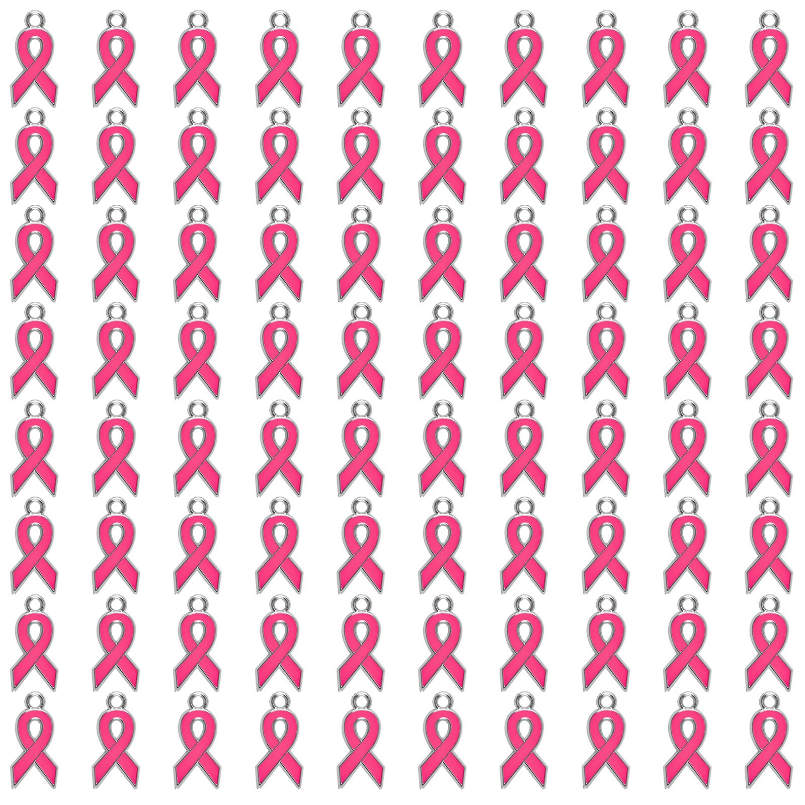 CRAFFANCY 80Pcs Pink Red Colors Ribbon Pendants, Mini Plastic Enamel Awareness Ribbon Charm Accessories for DIY crafts Necklace Bracelet Jewelry Making