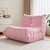Cansunna Bean Bag Chairs for Adults,Large Togo Chair,Comfy Bean Bag Couch | Giant Teddy Floor Sofa Chair with Non-slip Bottom,Bean Bag Lounger,Fireside Chair for Bedroom,Living Room-Pink
