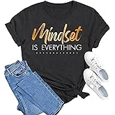 MAIHUN Inspirational Shirt for Women Mindset is Everything Tshirt Positive Kindness Short Sleeve