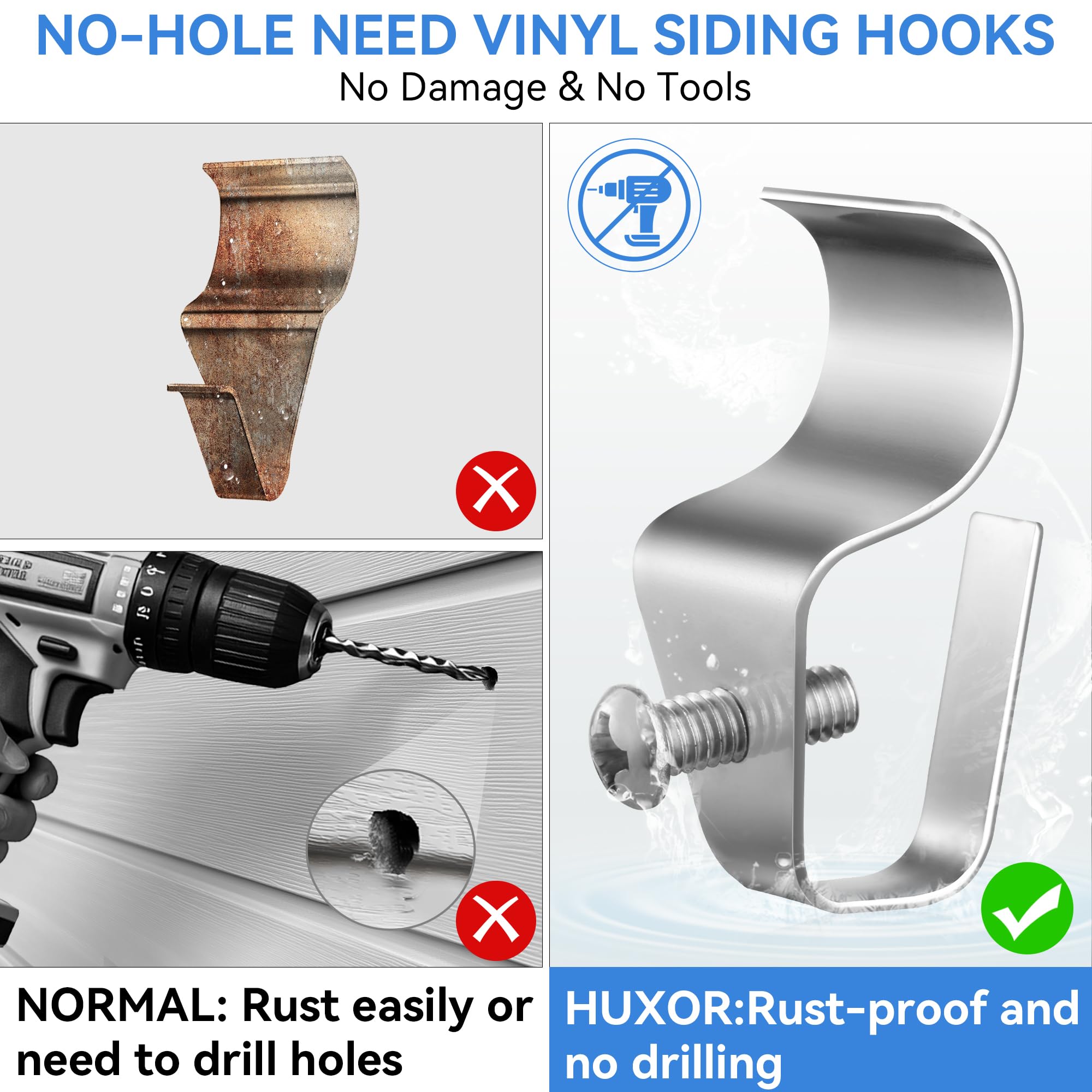 (10 Pack) Vinyl Siding Clips Hooks No-Hole Needed Outdoor Siding Screws Hanger for Mount Home Security Camera