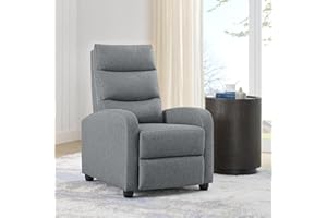 KISLOT Recliner Chair for Adults Push Back Armchair Home Theater Seating with Lumbar Support Single Sofa for Living Room, Grey (Fabric)