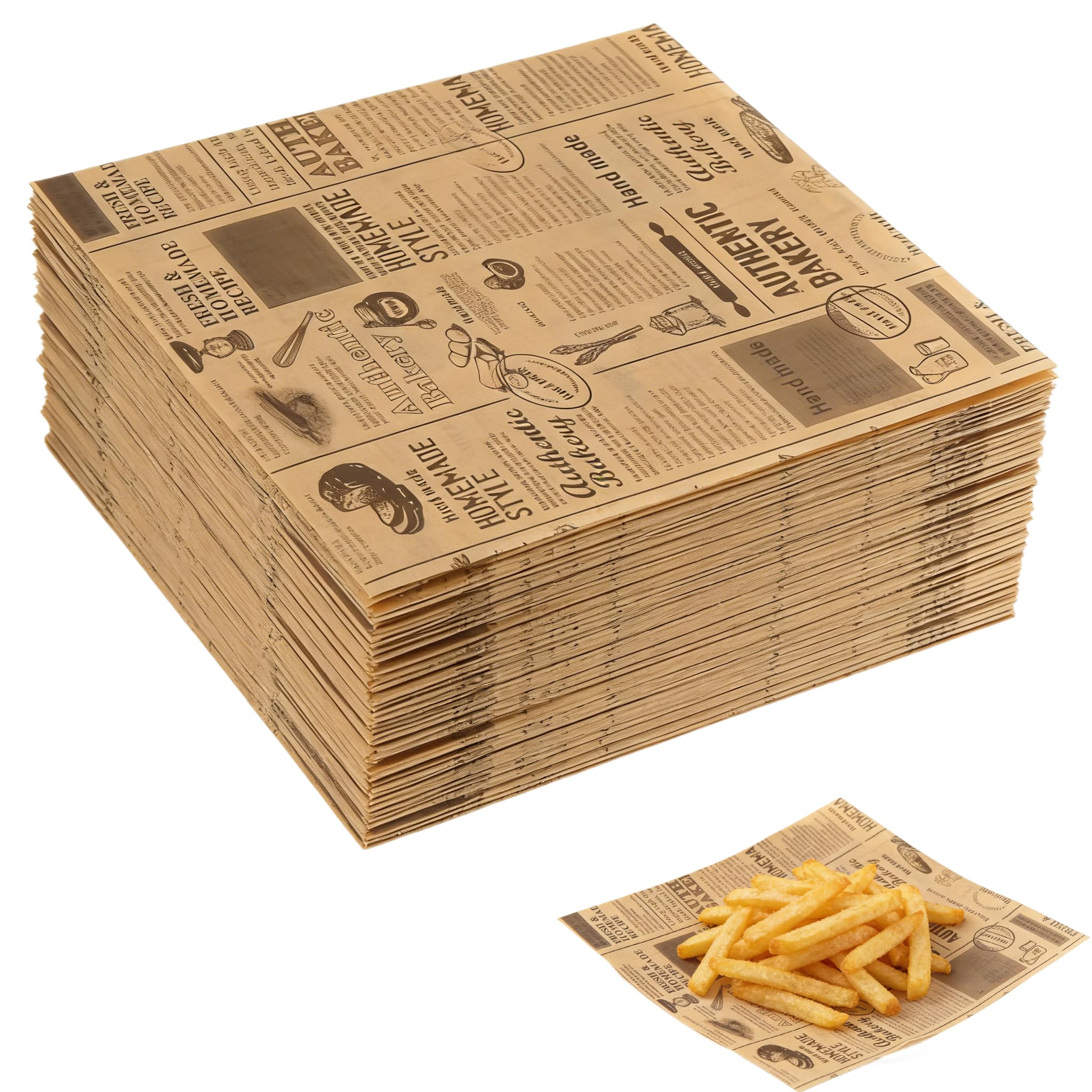 Photo 1 of 100 Sheets Sandwich Wrapping Paper, 15x11" Printed Parchment Paper, Newspaper Food Wrap Deli Paper Sheets for Outdoor Picnic, Churches, Home Party