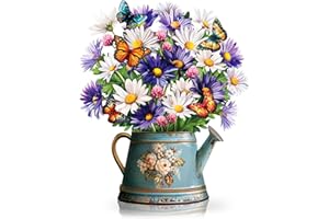 PAEONE Paper Pop-Up Flower Card, Daisy, Forever Flowers Bouquet 3D Popup Greeting Cards, Blank Note Envelope, Birthday Gift Cards, Mother's Day, Holiday Decorations