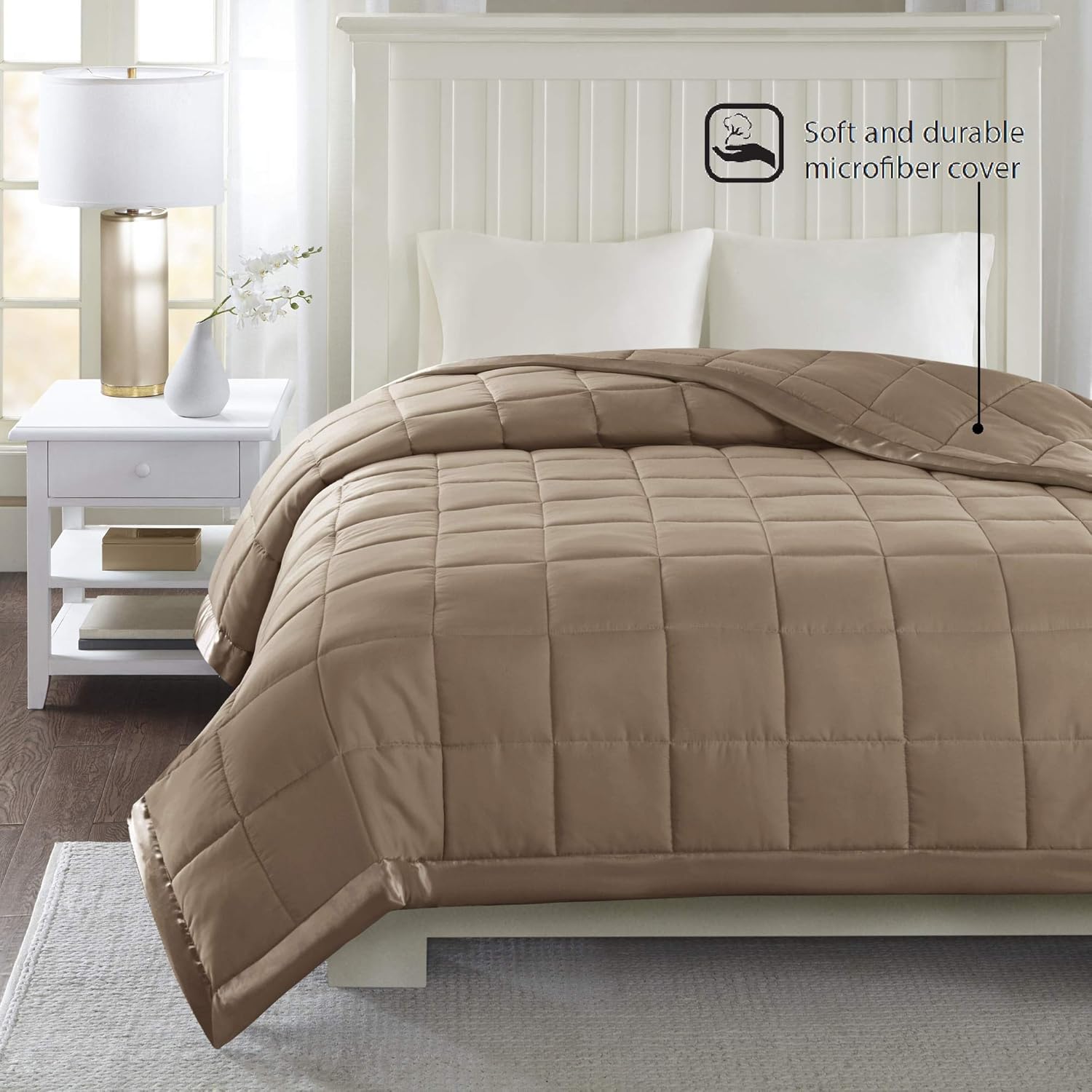 Madison Park Down Alternative Blanket Hypoallergenic 3M Scotchgard Stain Resistant Bedroom Bedding, Standardsized Full/Queen, Windom Brown: Home & Kitchen