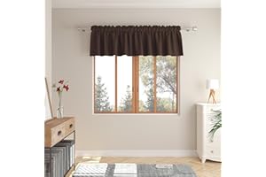 LKTCOBTAC Brown Small Tiers Kitchen Short Small Mini Window Curtains Valance 10 inches Length Blackout Home Decor Blackout Basement rv Camper Living Room/Bedroom 52W by 10L 1 Piece Rod Pocket