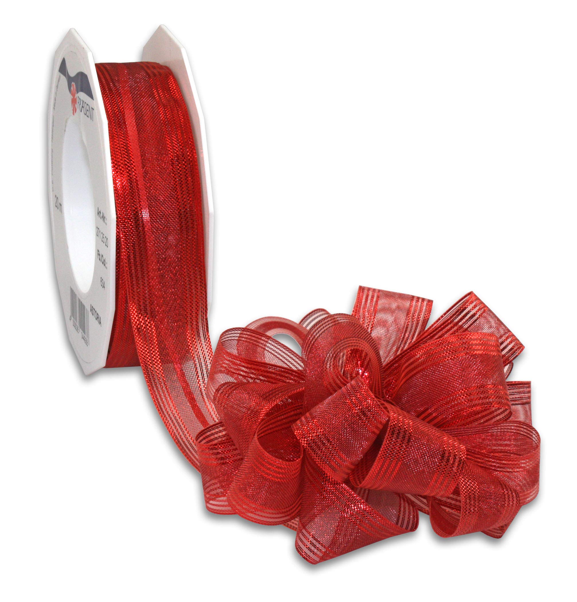 Präsent - Astoria Pull Bow Ribbon Red 25 mm width, 20 m length — image 1
