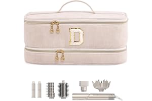 ELCUPA Initial Personalized Hair Tools Travel Bag Double-Layer Hair Dryer Case Compatible with Shark FlexStyle/SmoothStyle, Dysson Airwrap & Supersonic – Hair Tool Organizer for Travel & Home