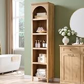 IFBUY 76" Tall Arched Bathroom Storage Cabinet, 5 Tiers Narrow Farmhouse Arched Cabinet w/Adjustable Shelves, Modern Wooden S