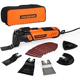 JORGENSEN Corded Oscillating Multi Tool, Variable Speed with 16 PCS Blades | Power Saw, Flush Cut, Universal Accessories, Quick Change, Wood Cutting, Sanding, Scraping, Polishing