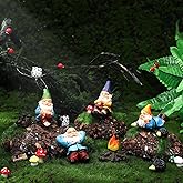 Jetec Gnomes Fairy Resin Statues Miniature Garden Accessories Mini Dwarf Figurine Fairy Miniature Ornament DIY Kit Micro Landscape Ornaments for Outdoor Indoor Patio Yard Lawn Garden ﻿(Fire Gnomes)