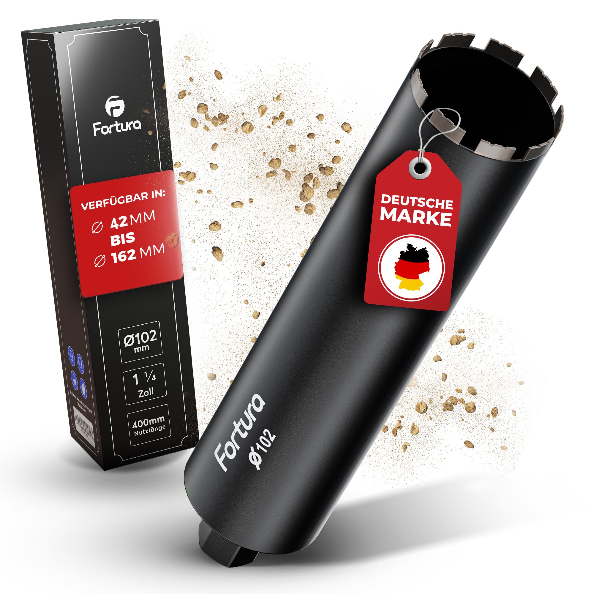 Fortura Core Drill Bit, Diameter 102 mm, 400 mm Length, Diamond, 1 Count