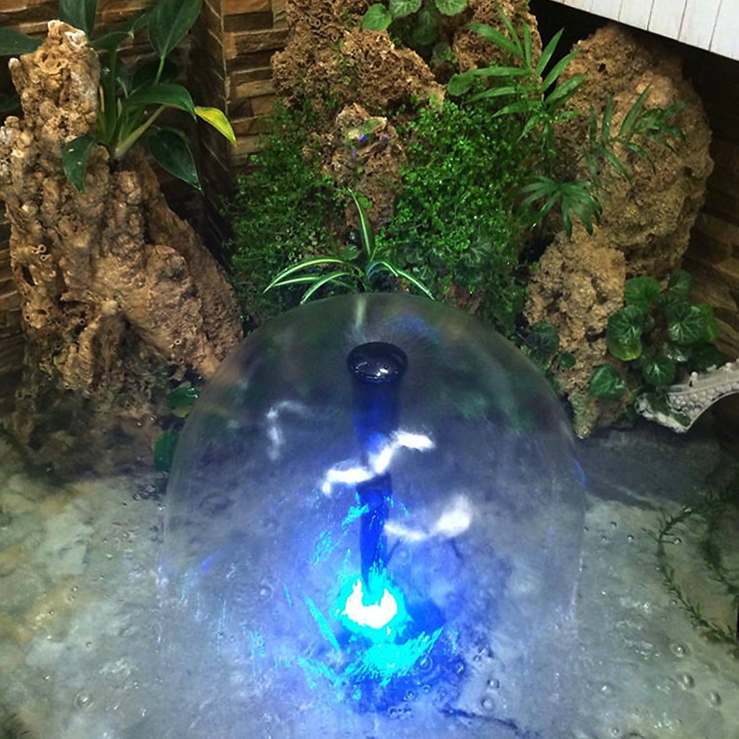 Water Fountain Pump 140GPH with 3 Sprinkler Heads Outdoor Submersible Birdbath Pump (15W; 4 Colors Light Ring, Telescopic Tube): Home Improvement