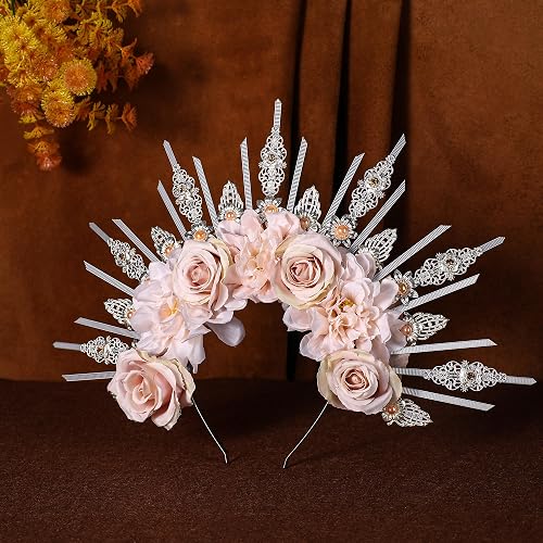 Serre-Tête Couronne Halo à Pointes Rose - Accessoire Costume Déesse Mariage Cosplay Festival