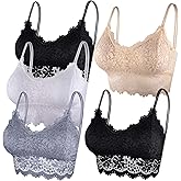 Duufin 5 Pcs Lace Bralettes for Women Bralette Padded Lace Bandeau Bra