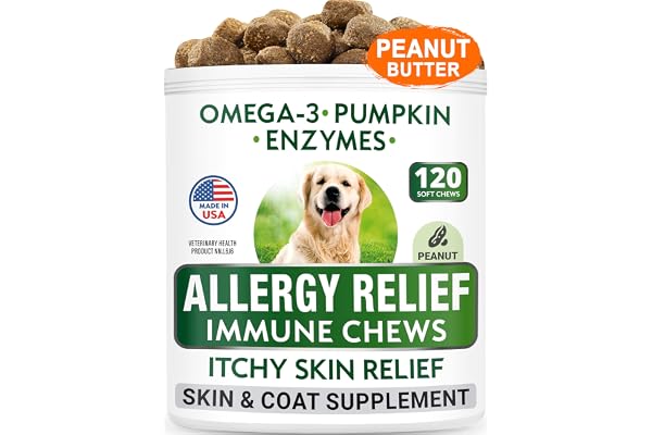 BARK&SPARK Allergy Relief Dog Treats - Omega 3 + Pumpkin + Enzymes - Itchy Skin Aid - Seasonal Allergies - Anti-Itch & Hot Sp