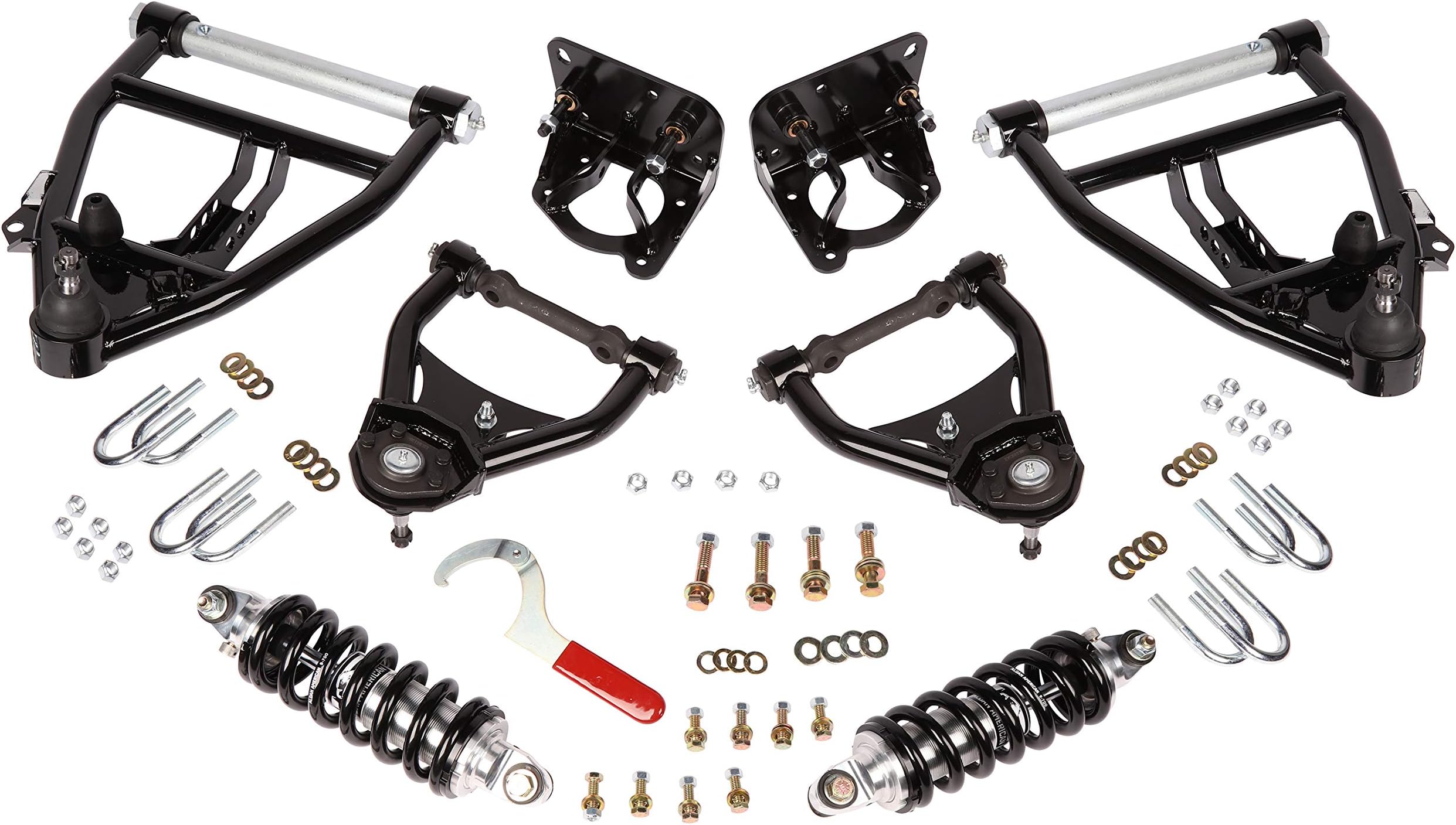NEW ALDAN AMERICAN ADJUSTABLE FRONT COILOVER & CONTROL ARM KIT,DROPPED,COMPATIBLE WITH CHEVY 2WD 73-86 C10,87-91 R10/C1500,GMC 2WD 73-86 C15/C1500,87-91 R1500/C1500