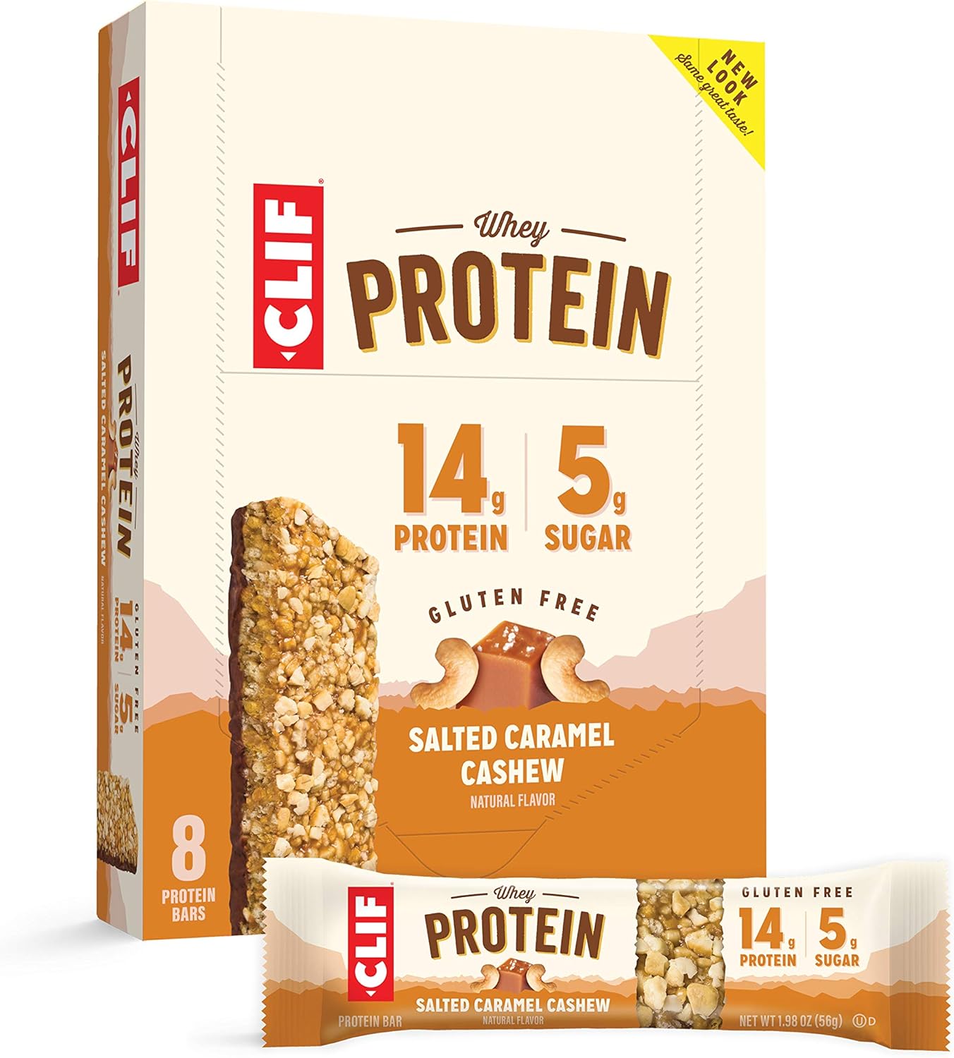 CLIF Whey Protein Snack Bar Salted Caramel Cashew (1.98 Ounce
