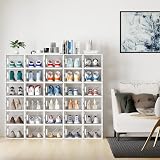 SIMPDIY 12-Pack Clear Stackable Shoe Boxes with Lids, Ventilation, UK 12 Fit view 2