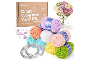 Caydo Aluminum Craft Wire and Acrylic Yarn Skeins Kit, i-Cord Knitting Kits for Beginner for DIY Handicraft Making, 8x25g Yar