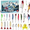 Funewest Fishing Advent Calendar 2025 Men, 24 Days Christmas Countdown Fishing Lures and Tackle for Adult Teen Boys, Xmas Sur