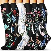 QUXIANG Compression Socks for Women & Men 15-20 mmHg, Best for Medical, Nursing, Running, Athletic, Varicose Veins, Travel