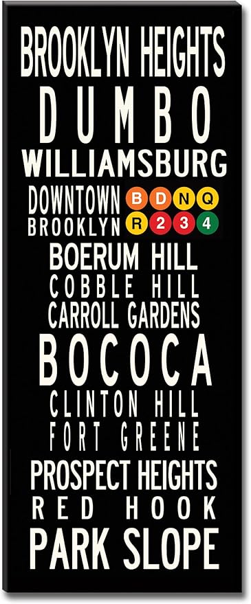 Amazon Com Subway Sign Wall Art Brooklyn Neighborhoods Gallery Wrapped Canvas Prints Posters Prints