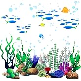 Zonon Underwater Ocean Wall Decals Coral Reef Fish Stickers,Classic Style | Undersea Decor for Nursery Classroom Bedroom, Seaweed Jellyfish Designs, Peel Stick Ocean Theme Room Cruise Decorations