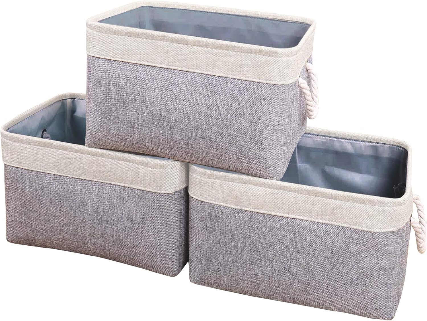 Yawinhe Collapsible Storage Basket Set of 3 Canvas Fabric Storage Box